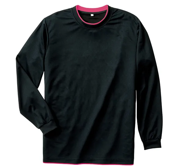 接触冷感レイヤードTシャツ 80.ブラック×ピンク