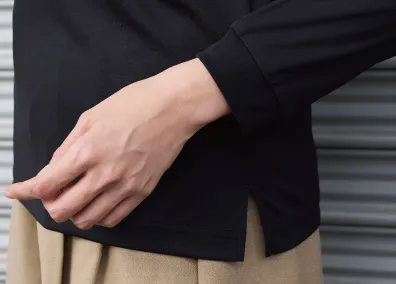 裾スリット/長袖リブ