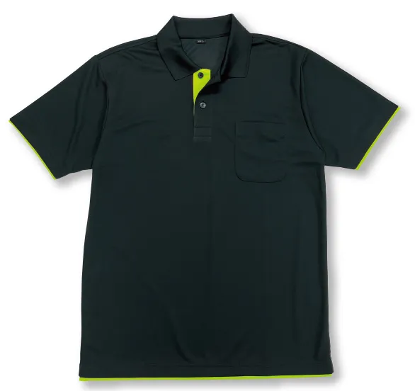 吸汗速乾レイヤードポロ 801.ブラック×ライム