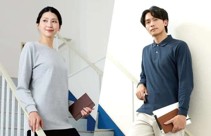 定番のポロシャツやTシャツなど、幅広い職場にマッチしたシリーズ。